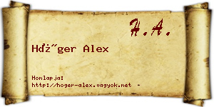 Höger Alex névjegykártya